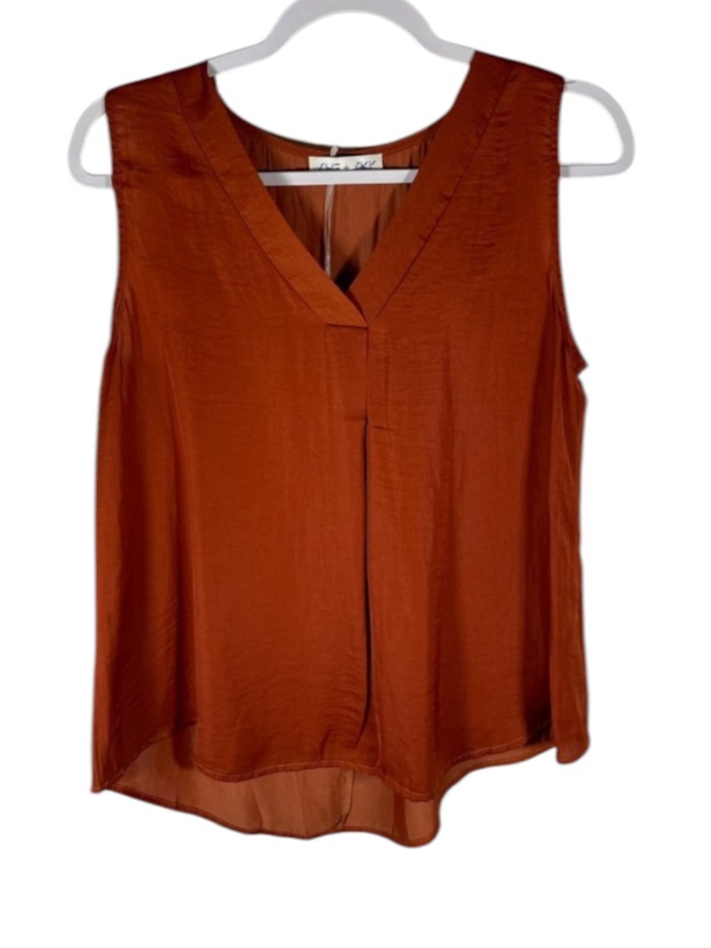 NWT She + Sky Washed Satin Blouse in Amber